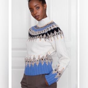 Stine Goya Justin Fair Isle Wool Blend Metallic Chunky Sweater.